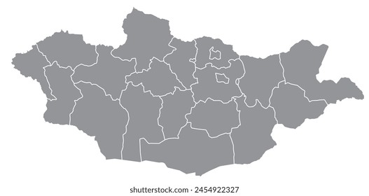 Esquema del mapa de Mongolia con regiones