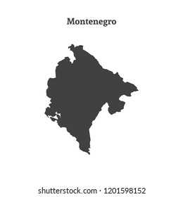 Outline map of Montenegro. Isolated vector illustration.