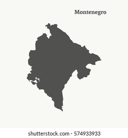 Outline map of Montenegro. Isolated vector illustration.