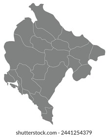 Outline of the map of Montenegro with regions