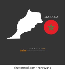outline map of  Morocco with nation flag.vector illustration.