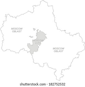 Outline Map Of Moscow Region - Moscow Oblast And Moscow City (Russia, As On 01th July, 2012)