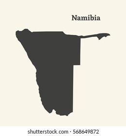 Outline map of Namibia. Isolated vector illustration.
