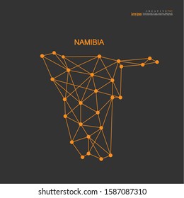 outline map of  Namibia on gray background. vector illustration.