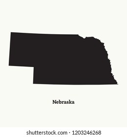 Outline map of Nebraska. Isolated vector illustration.