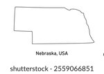 outline map of Nebraska, united states of america on white background