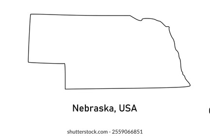 outline map of Nebraska, united states of america on white background