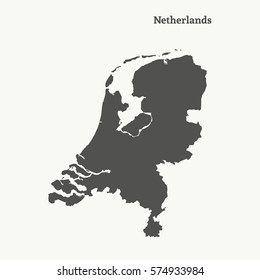 Outline map of Netherlands. Isolated vector illustration.