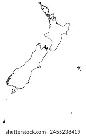 Outline of the map of New Zealand with regions