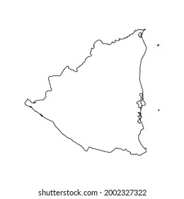 Outline map of Nicaragua  white background. Vector map with contour.