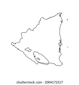 Outline map of Nicaragua white background. Vector map with contour.