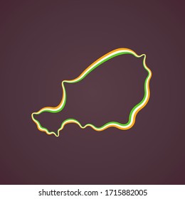 Mapa de esquema de Níger marcado con cinta de colores de la bandera.