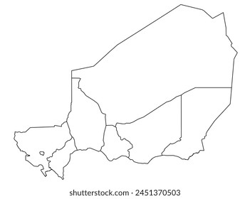 Esquema del mapa de Níger con regiones