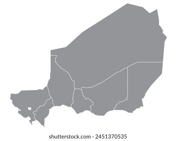 Umriss der Karte von Niger mit Regionen