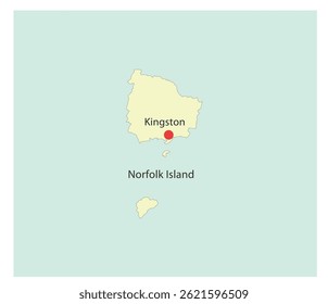 Contorno do mapa Ilha Norfolk da capital Kingston