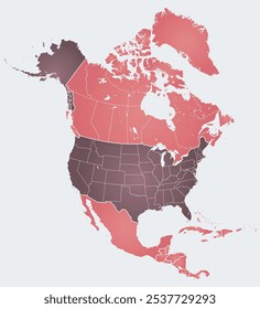 Outline map of North America