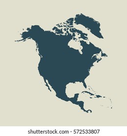 Outline map of North America. Isolated vector illustration.