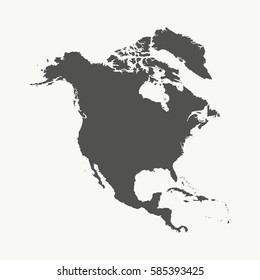 Outline map of North America. Isolated vector illustration.