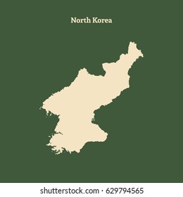 Outline map of North Korea. Isolated vector illustration.