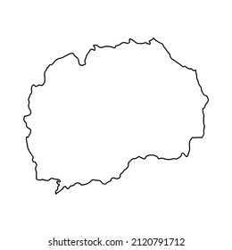 Outline map of North Macedonia white background. Vector, European state map with contour.