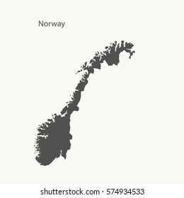 Outline Map Of Norway. Isolated Vector Illustration.