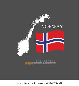 outline map of  Norway  with nation flag.vector illustration.