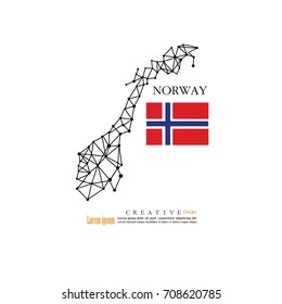 outline map of  Norway  with nation flag.vector illustration.