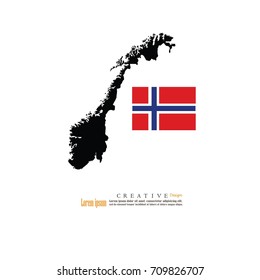 outline map of  Norway with nation flag.vector illustration.