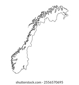 Outline Map of norway on white background