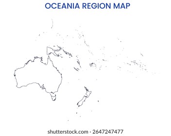 Mapa de contornos da Região da Oceânia. Mapa detalhado da Região da Oceânia. Oceânia