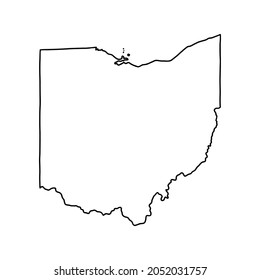 Outline map of Ohio white background. USA state,  vector map with contour.