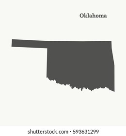 Outline map of  Oklahoma. Isolated vector illustration.