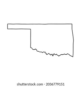 Outline map of Oklahoma white background. USA state,  vector map with contour.