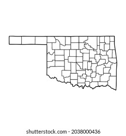 Mapa de esquema del fondo blanco de Oklahoma. Estado de EE.UU., mapa vector con contorno.