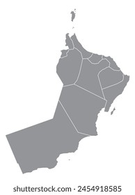 Outline of the map of Oman with regions