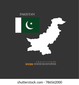 outline map of Pakistan  with nation flag.vector illustration.