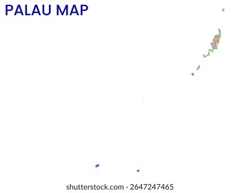 Outline map of Palau. High detailed map of Palau. Oceania