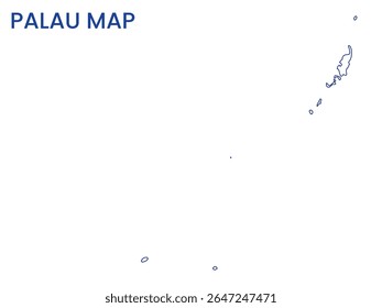Outline map of Palau. High detailed map of Palau. Oceania