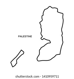 Outline Map of Palestine Vector Design Template. Editable Stroke