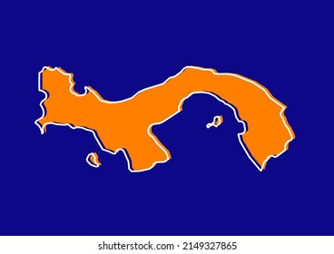 Outline map of Panama, stylized concept map of Panama. Orange map on blue background.