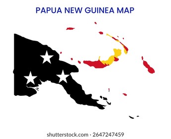 Outline map of Papua New Guinea. High detailed map of Papua New Guinea. Oceania.