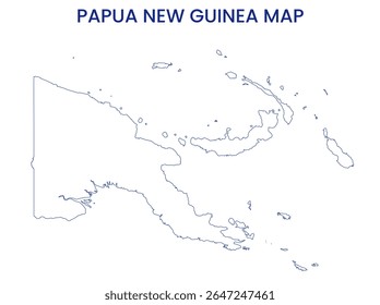 Outline map of Papua New Guinea. High detailed map of Papua New Guinea. Oceania.
