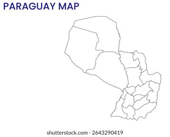 Outline map of Paraguay. High detailed map of Paraguay. South America