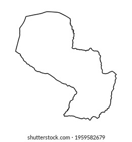 Outline map of Paraguay white background. Vector map with contour. Country in South America.