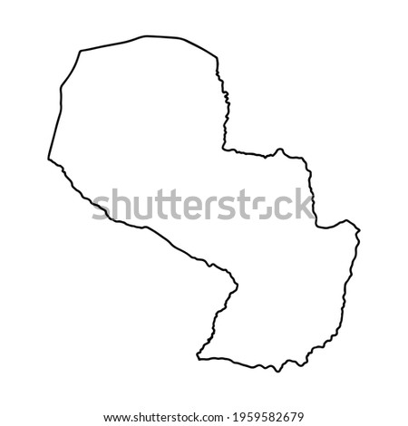 Outline map of Paraguay white background. Vector map with contour. Country in South America.