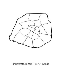 Mapa de esquema del fondo blanco de París. Mapa vectorial con contorno.