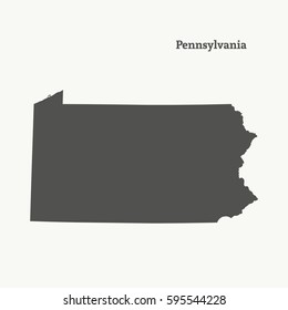 Outline Map Of  Pennsylvania. Isolated Vector Illustration.