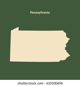 Outline map of  Pennsylvania. Isolated vector illustration.