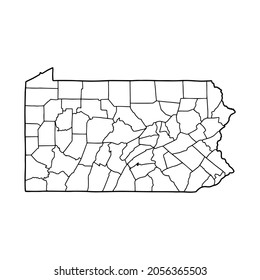 Outline map of Pennsylvania white background. USA state, vector map with contour.