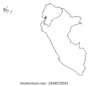 Outline of the map of Peru,Ecuador